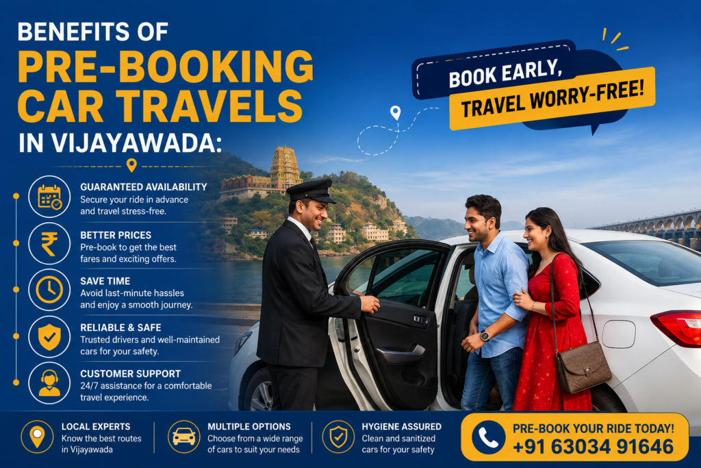 Family pre-booking a comfortable cab service in Vijayawada for safe local and outstation travel with professional drivers.