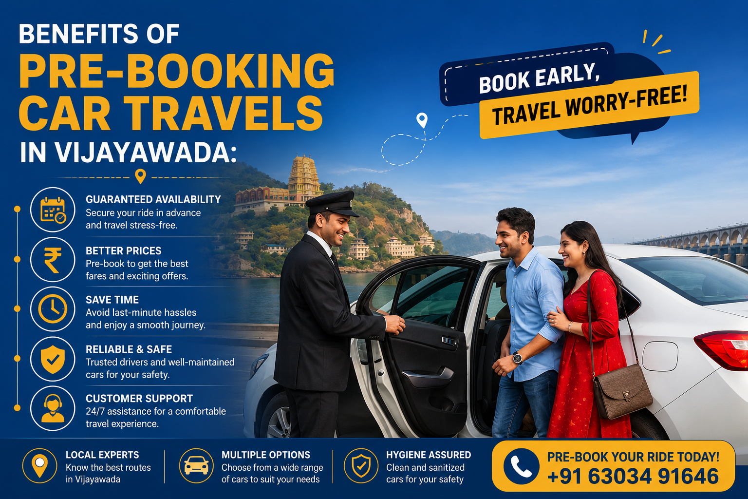 Family pre-booking a comfortable cab service in Vijayawada for safe local and outstation travel with professional drivers.